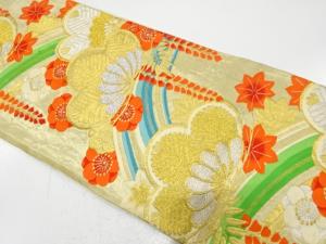 アンティーク　松藤に八重梅・楓模様織り出し袋帯（材料）